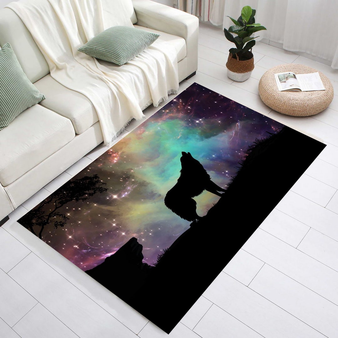 Wolf Pattern Rug,creative Wolf Rug,black Wolf,abstract Rug,colorful Rug ...