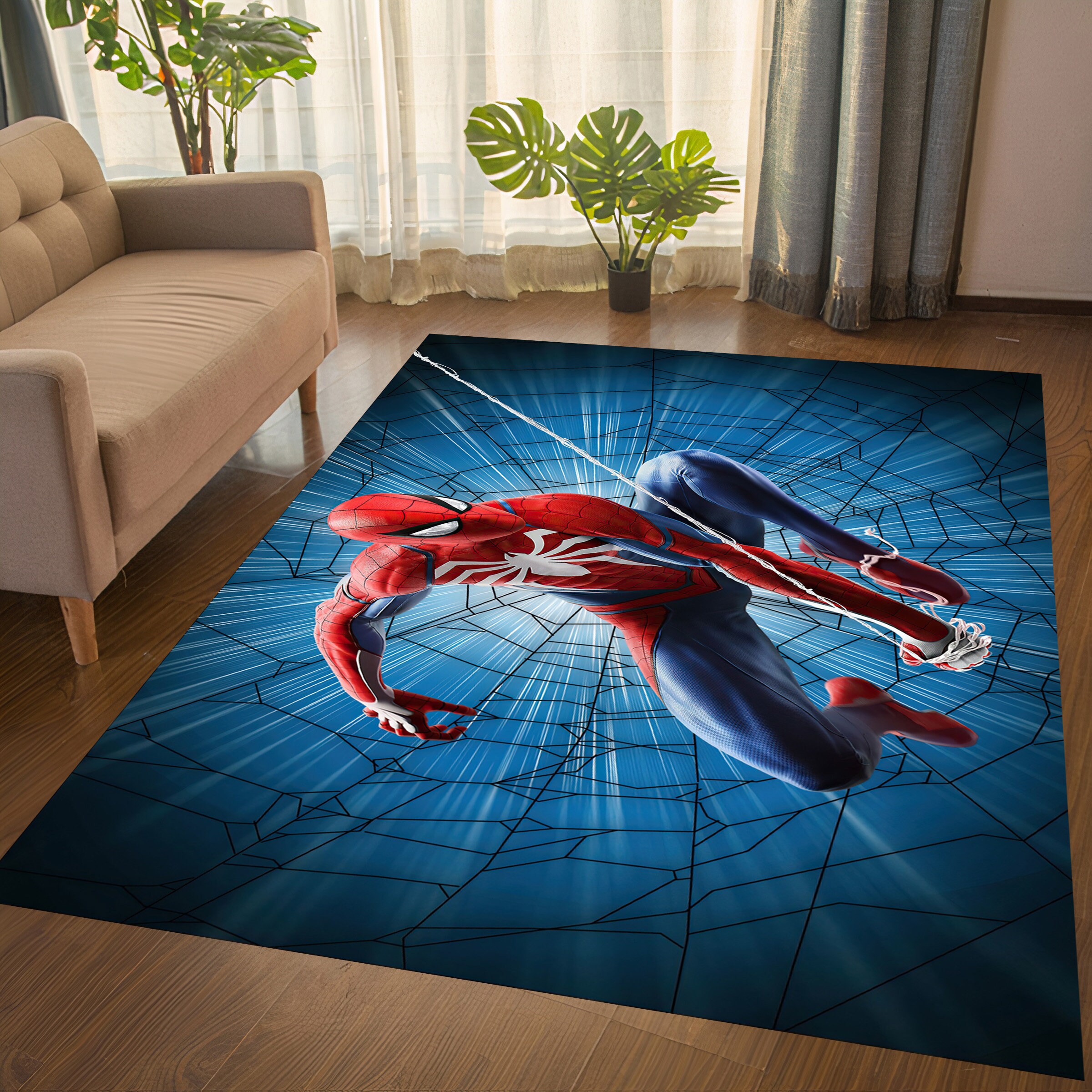 Spiderman Rug,spiderman Pattern Rug,kids Room Rug,boys Rug,red Rug,soft ...