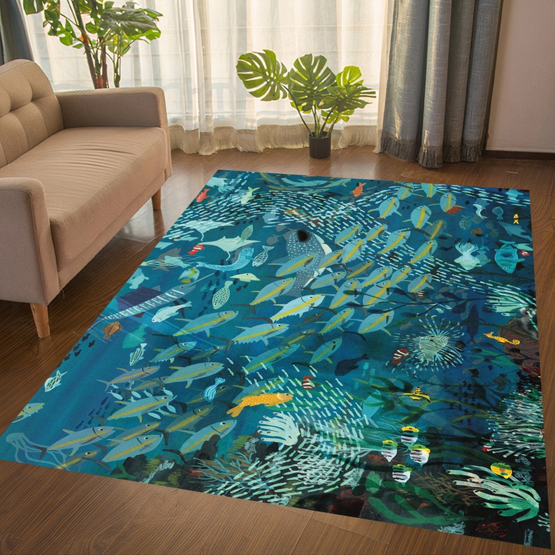 Fairpoint Sea Rug Sea , Ocean Pattern Blue Area Rug, - Etsy