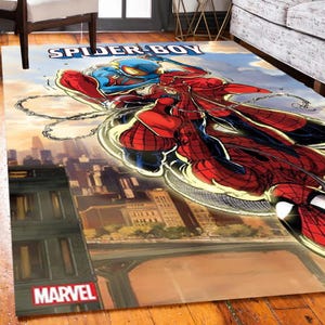 Spiderman-tapijt, Amazing Spiderman, spinnenweb, superheldenkleed, stripfiguurtapijt, kinderkamertapijt, kinderkamerkleed, cadeau voor zoon, verjaardagscadeau