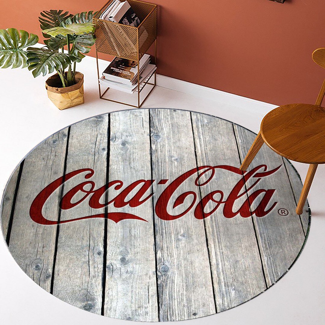 Coca Cola Round Rug Coca Cola Rug,white Rug,cola Pattern Rug,drink Coke Rug,cola Written ...