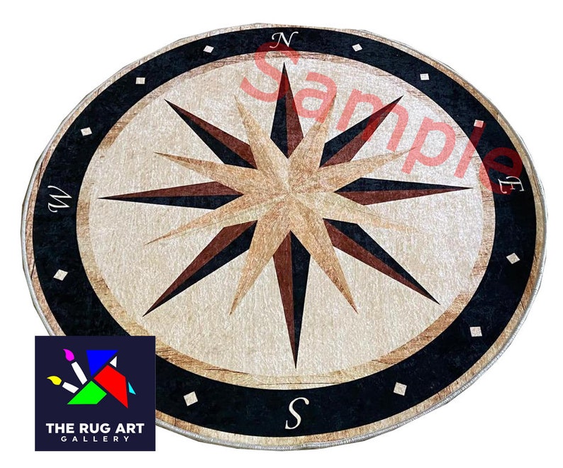 Compass Pattern Round Rug for Your Home - Etsy