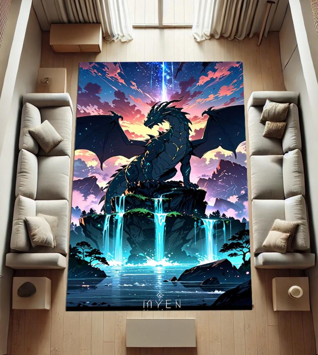 Dragon Rug, Dragon Cartoon Character, Scary Rug, Anime Rug, Creative ...