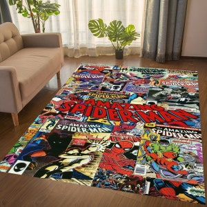 Spiderman Rug,Spider man Rug,Spiderman Comic Rug,Modern Rug,Rugs For Living Room,Gift For Son,Personalized Gift,Magazine Cover Rug