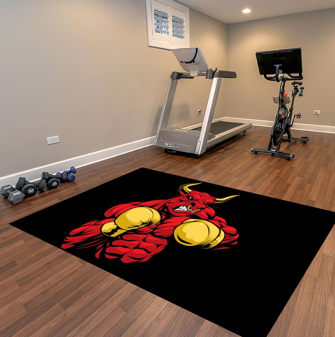 Gym Room Rugs,strong Bull,bull Pattern Rug,kickbox,angry Bull,,cardio ...