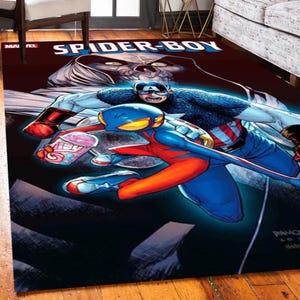 Spiderman-tapijt, Amazing Spiderman, spinnenweb, superheldenkleed, stripfiguurtapijt, kinderkamertapijt, kinderkamerkleed, cadeau voor zoon, verjaardagscadeau