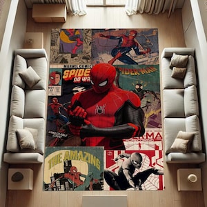 Spiderman Rug, Spiderman Rug, Magazine Cover Rug, Spiderman Comic Rug, Super hero,Rugs For Living Room, Gift For Son, Personalized Gift,