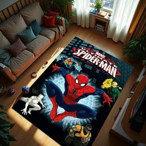 Spiderman Teppich, Kinder Spielzimmer Teppich, Sneakers Teppich, Spiderman Teppich, Spiderman Schwarz Muster, Cooler Charakter, Cartoon Charakter Teppiche, Geschenke
