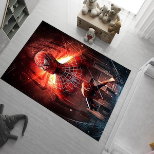Spiderman Rug,Spiderman Pattern Rug,Cartoon Character,Spiderman comic Rug,Spiderman Area Rug,Gamer Room Decor,Bedroom Rug,Rugs For Kids Room