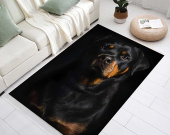 Perro Rottweiler, Rottweiler, Perros aterradores, Alfombra con estampado de perro, Alfombra de perro negro, Regalos de Navidad, Ideas para regalos, Perro dulce, Animales, Regalo para papá, Regalo para el hogar,