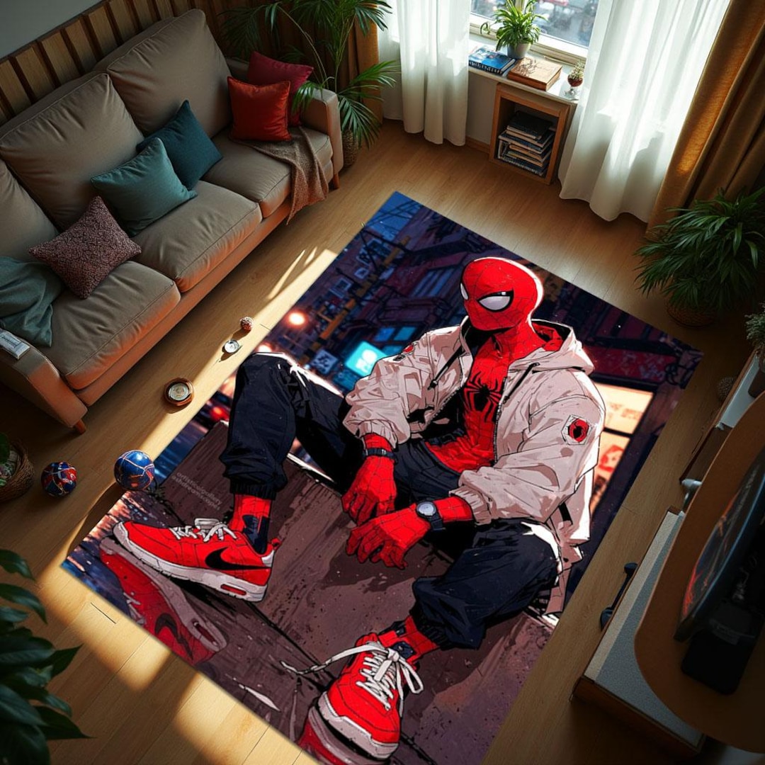 spiderman-polyester-rug-kids-playroom-black-pattern-etsy