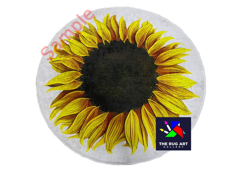 Sunflower Pattern Rug,round Rug, Sunflower Rug,yellow Rug, Black Rug