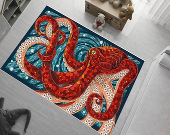 Octopus Rug: Creative Marine Life Polyester Rug