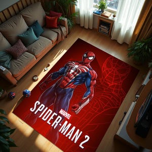 Spiderman Rug, Kids PlayRoom Rug, Superhero Rug, red Spiderman Area Rug, Spiderman Black Pattern, Cool Cartoon Character Rug, Gifts