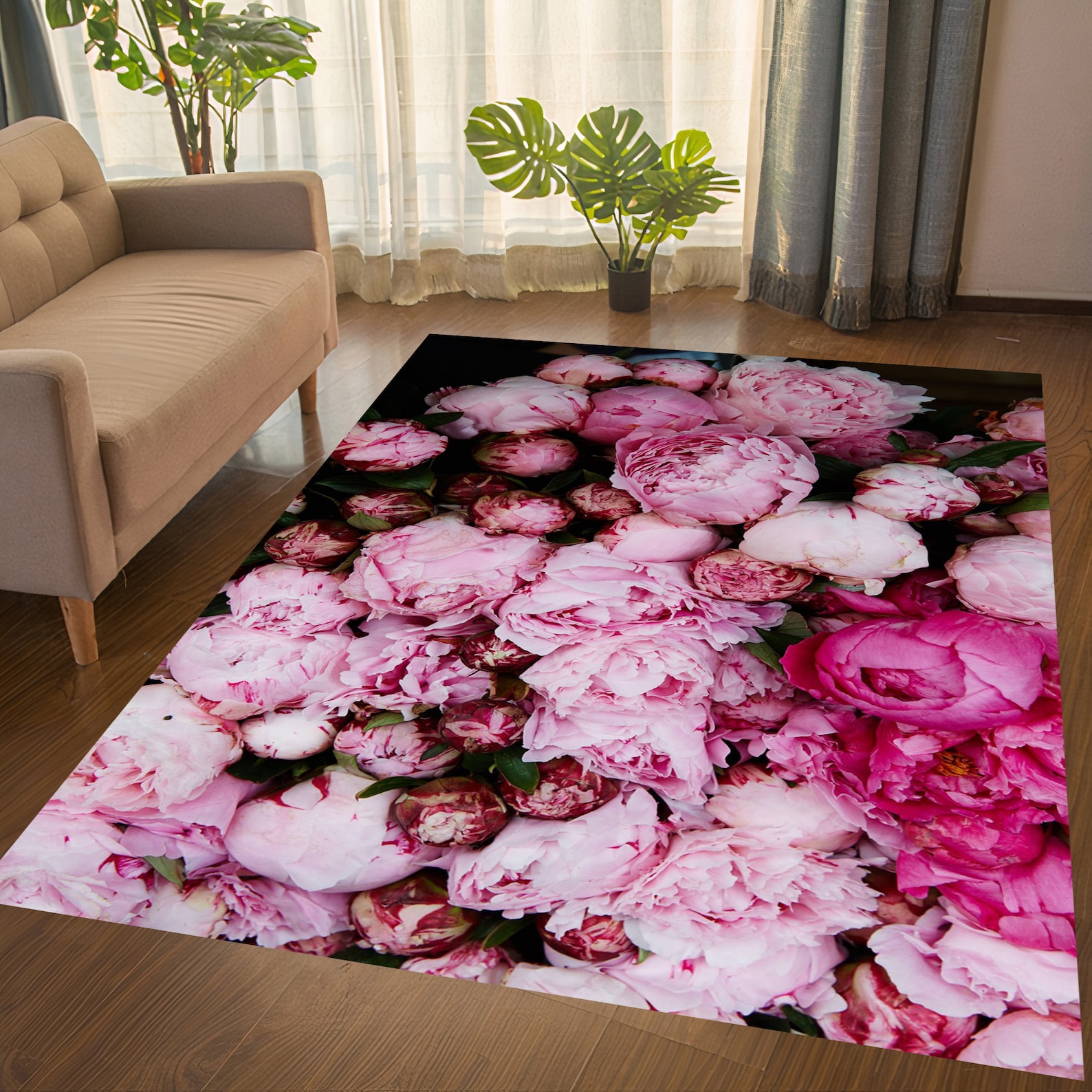 Peony Pattern Rug,peony Rug,pink Peony,purple Peony,roses Pattern Rug ...