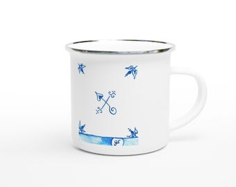 Delft Morning Glory Emaille Tasse, Blatt