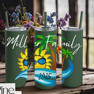 Personalized Family Vacation Tumbler, 20oz Travel Mug for Beach Lovers, Custom Souvenir Cup, Family Trip cup, Summer Gift