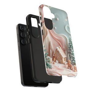 Pastel Christmas Phone Case, Soft Elegant Gingerbread Holiday Samsung iPhone Cover, Winter Phone Case Galaxy S10 S20 S21 S22 S23 S24 S25 image 3