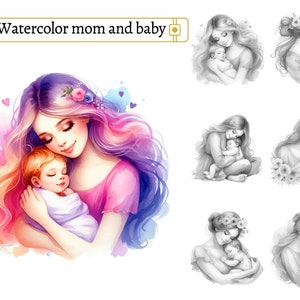 Mother&#39;s Day Watercolor Coloring Book: Mom and Baby Portraits (PDF)
