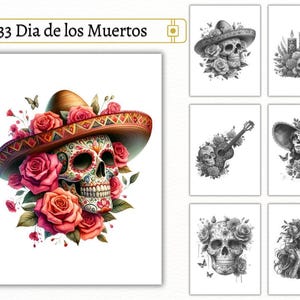 Dia de los Muertos Coloring Book: Sugar Skulls & La Catrina (JPG Digital Download)