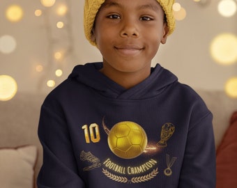 Champion Gold Soccer Ball Trophy Hoodie for Kids - Football Inspired Sweater