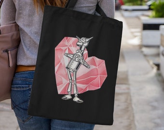 WIZARD of OZ BAG - Tin Woodman Tote Bag - Woodman Bag - Vintage Book Bag - Wizard of Oz Canvas Bag - Tin Woodman Heart Bag