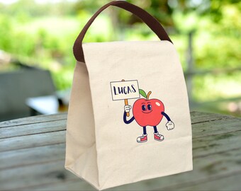 Add Fun to Lunchtime! Personalized Retro Kids Lunch Bag - Custom Canvas Tote with Name