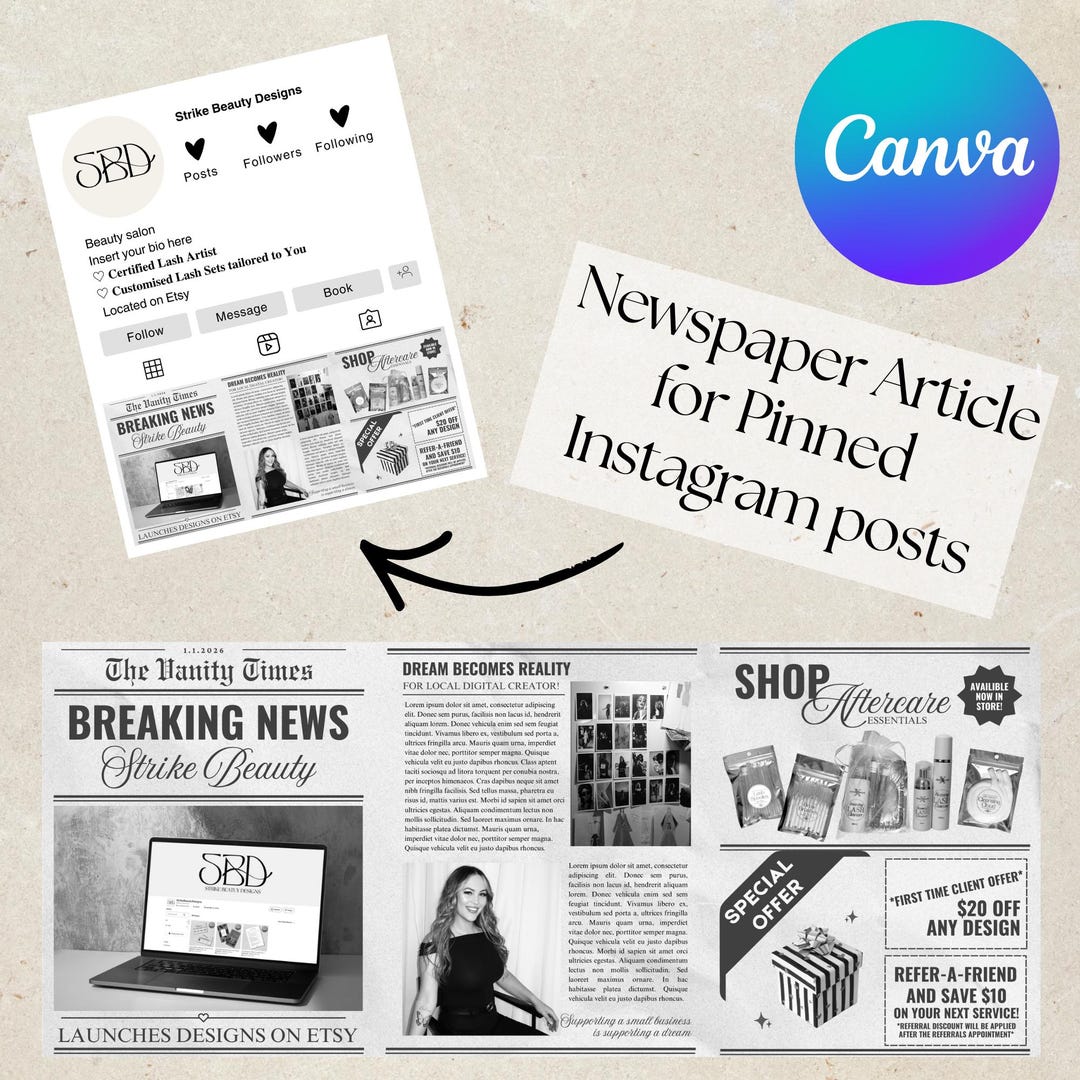 Newspaper Article for Pinned Instagram Post *digital Template* - Etsy