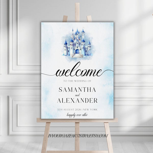 FAIRYTALE Wedding Welcome Sign Template Editable Script Wedding Sign Printable  Welcome Digital Download, Edit with Canva, WS9