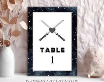 Galactic War Themed Table Number, Printable Table Numbers, Wedding Table Numbers, Sci Di Invitations, Edit in Canva #28