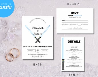 Sci Fi Printable Wedding Invitation Template, Save The Date Digital, Electronic Invitation, Instant Download, Edit in Canva, SW6