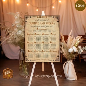 Wizard Seating Chart Template, Vintage Wizard Seating Chart Template, HP Seating Chart, Magical Seating Chart, Edit with Canva, SC11