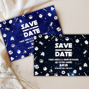 Sci Fi Save The Date, Sci Fi Landscape Printable Wedding Invitation Template, Electronic Invitation, Canva, Instant Download