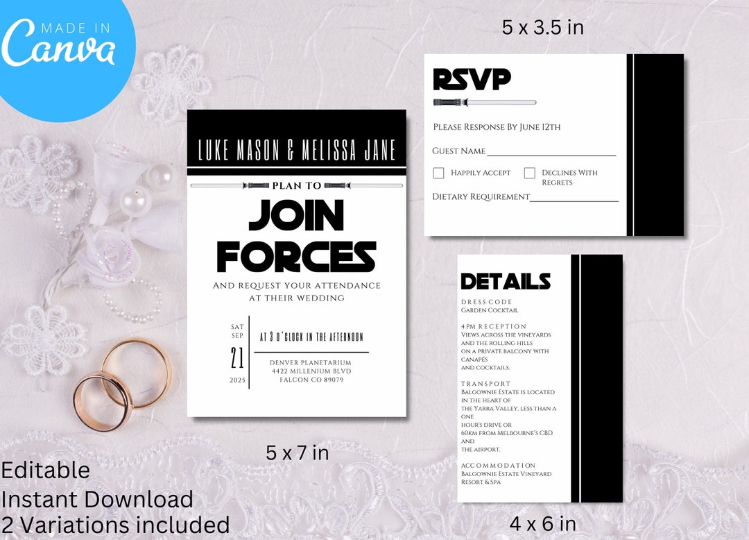 Nerdy Wedding Invitation Template, Digital Printable Invitation, Simple