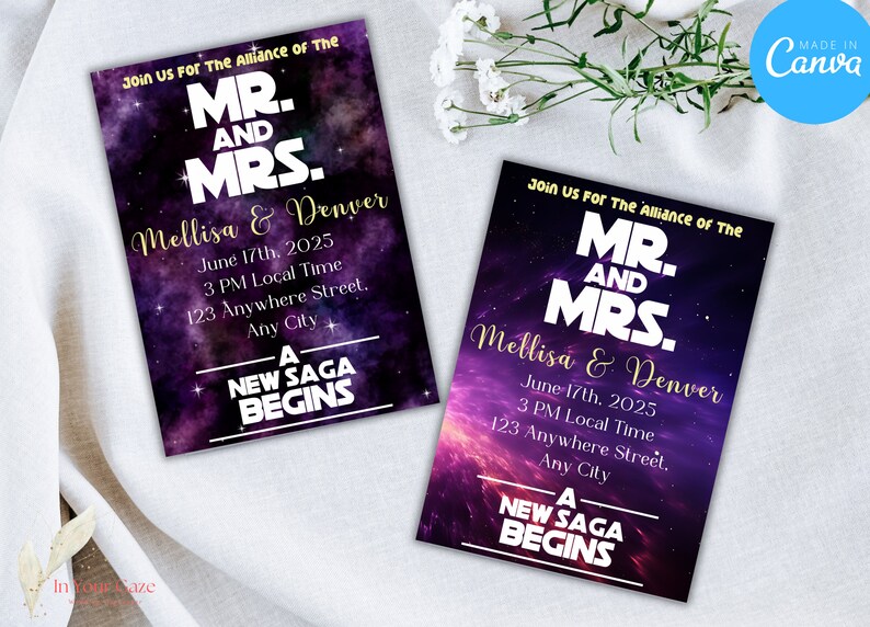 Star Wars Wedding Invitation Template, Digital Printable Invitation ...