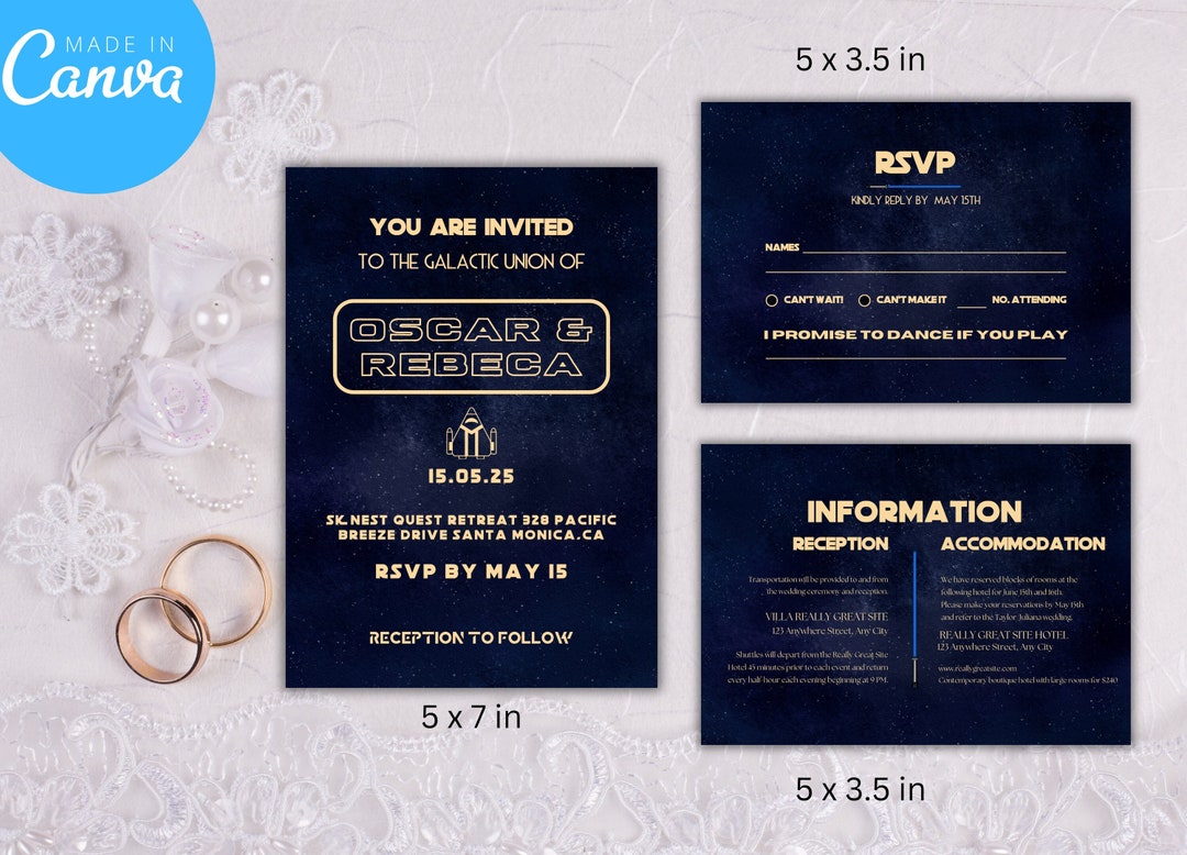 Star Wars Wedding Invitation Template, Digital Printable Invitation ...