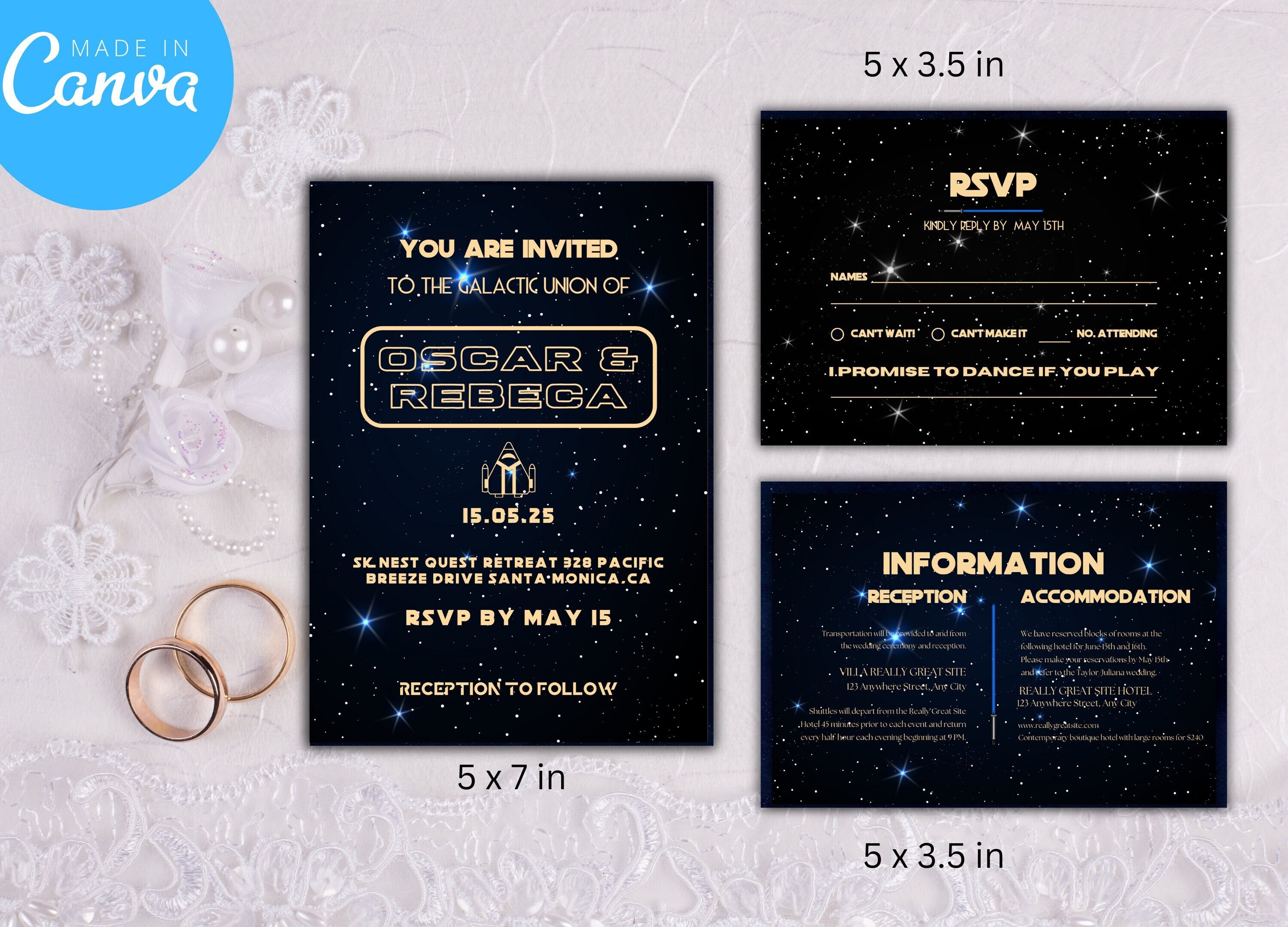 Star Wars Wedding Invitation Template, Digital Printable Invitation