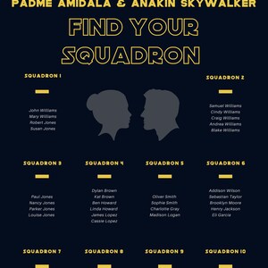 Star Wars Wedding, Star Wars Seating Chart Template, Alphabetical Seating Chart, Wedding Poster, Edit with Canva, SC1 image 3