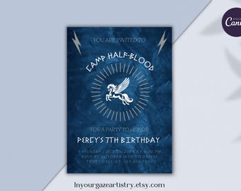 Percy Jackson Camp Half-Blood Inspired Birthday Invitation | Instant Download | Editable Template | Edit in Canva, B17