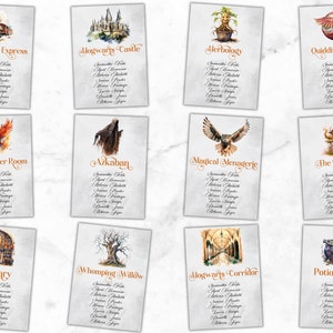 Sjabloon Wizard-zittafel, wizard-uitnodiging, HP-tafeltafel, hangkaarten, bewerken met Canva, SC10