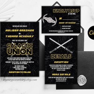 Sci Fi Wedding Invitation Template, Digital Printable Invitation, Nerdy Wedding Invitation, Instant Download, Edit in Canva, DIY, SW36