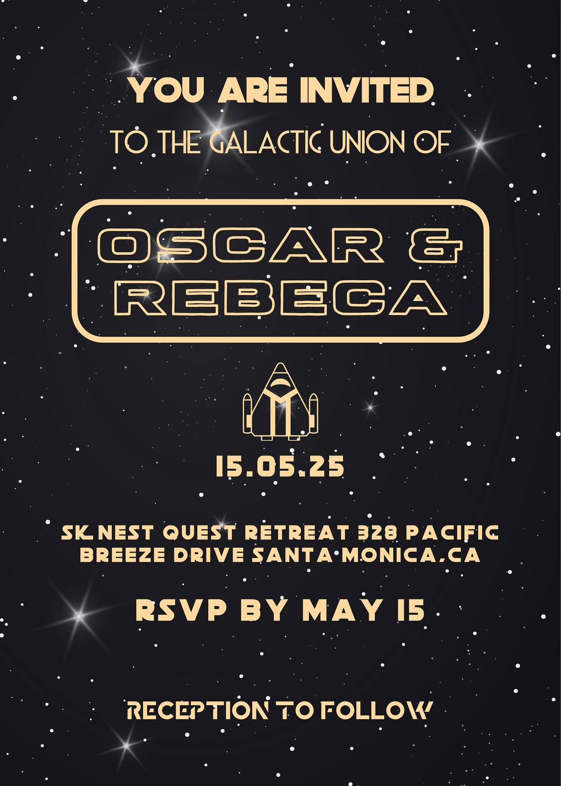 Star Wars Wedding Invitation Template, Digital Printable Invitation