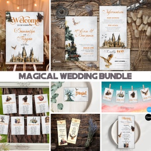 Watercolour Wizard Wedding Invitation Bundle, Magical Invitation, HP Wedding Invitation Bundle, Instant Download, Edit in Canva, HP11