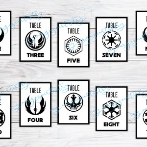 Sci Fi Wedding Table Numbers Template, Printable Table Numbers, Wedding Table Numbers, Star Wars Invitations, Edit in Canva