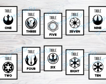 Sci Fi Wedding Table Numbers Template, Printable Table Numbers, Wedding Table Numbers, Star Wars Invitations, Edit in Canva