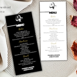 Sci Di Wedding Reception Menu Template, Instant Download, Edit in Canva, M1