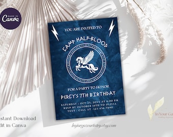 Percy Jackson Camp Half-Blood Inspired Birthday Invitation | Instant Download | Editable Template | Edit in Canva, B17