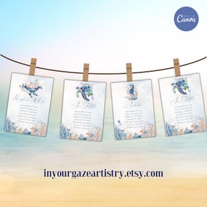 Cartão de assentos para casamento subaquático, casamento com animais marinhos, plano de assentos marinhos, animais do oceano, cartão de mesa com animais subaquáticos, cartões pendurados, SC17