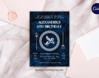 Percy Jackson Camp Half-Blood Inspired Birthday Invitation | Nautical Birthday | Instant Download | Editable Template | Edit in Canva, B26