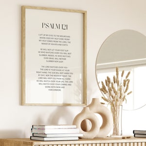 Psalm 121, I Lift Up My Eyes To The Mountains, Bible Verse Printable, Modern Scripture Decor, Christian Wall Decor, Psalm Prayers